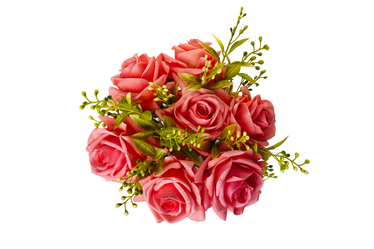 ElegFleur - Spherical Vase Princess Rose & Citrus Bouquet - Deep Pink