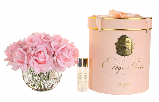 ElegFleur - Spherical Vase Rose Bouquet - Light Pink