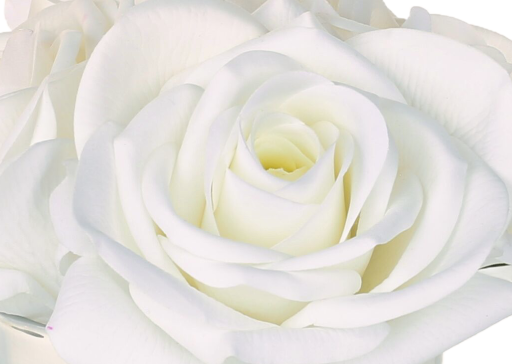 ElegFleur - Majestic Gloss Vase British Rose Bouquet - White